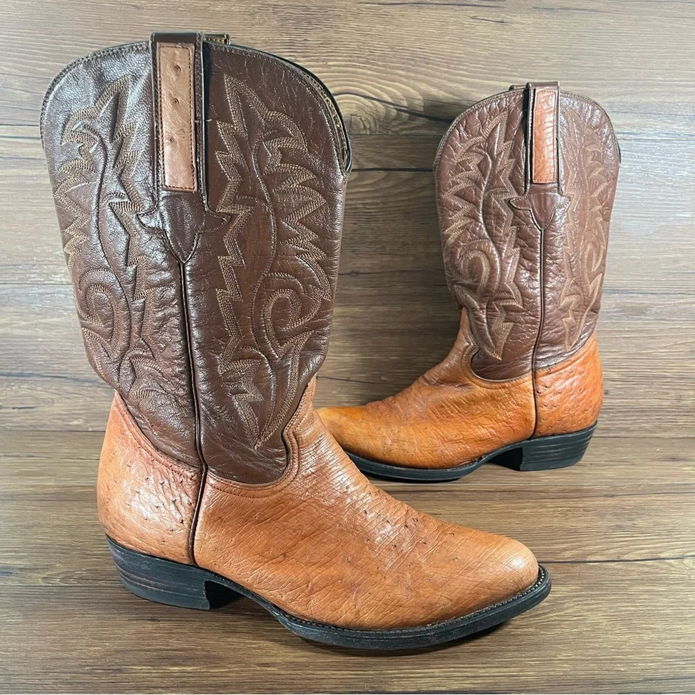 Montana Ostritch Leather Cowboy Boots Men’s Size 9E Shoes‎ Western